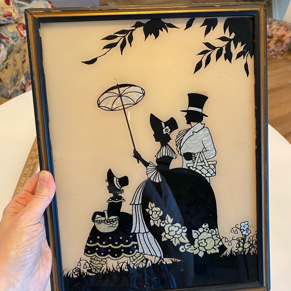 Vintage Silhouette Art in Black Frame